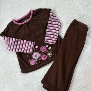 Brown Floral Long Sleeve Outfit